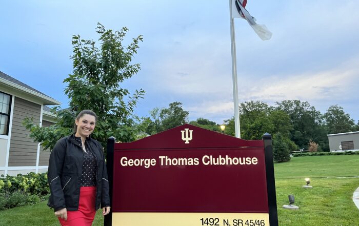 Annie with Indiana Golf Course Sign